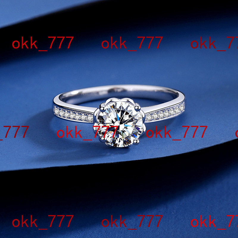 Waterproof Jewelry D Color 1Carat Sparkling Moissanite with GRA Certificate 925 Sterling Silver Moissanite Ring for Women