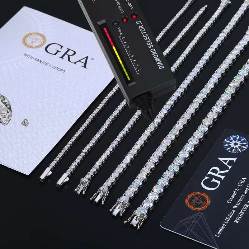 High Quality Hip Hop Jewelry 2mm-6mm 925 Sterling Silver VVS Moissanite Diamond Cluster Tennis Chain Necklace for Men Women