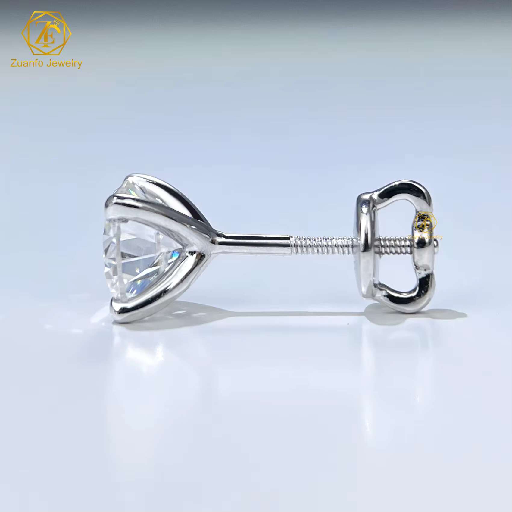 Hot Selling 925 Sterling Silver 6.5MM 1CT 4-Prongs Screw Back D VVS1 Moissanite Diamond Stud Earrings Parties Gifts Men Women