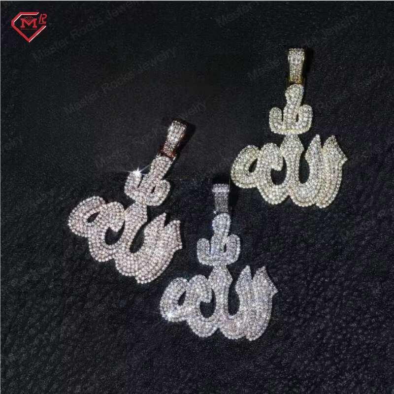 Rappers Custom Moissanite Pendant 925 Sterling Silver Hiphop Allah Pendant Iced Out VVS Moissanite Pendant