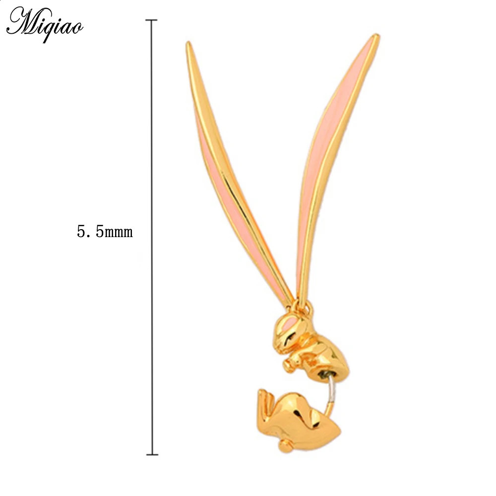 Miqiao 2PCS Fashion Explosion Style Stainless Steel Cute Rabbit Girl Heart shaped Stud Earrings Perforated Jewelry 250409