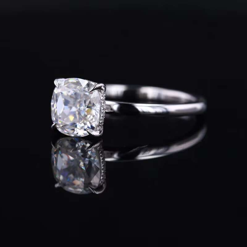 Starsgem Excellent Cut White Color Cushion Shape Brilliant Cut Moissanite Engagement Ring for Gift