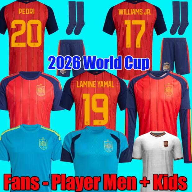 2026 World Cup SPAIN Soccer Jerseys PEDRI GAVI LAMINE YAMAL MORATA Carvajal OLMO FERRAN RODRIGO Jersey SPANISH Men Kids Kit Football Shirt Fan Player