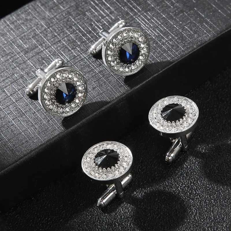 Shining black crystal mens business suit cufflinks shirt sleeve buttons wedding formal dress cufflinks mens best giftT250412