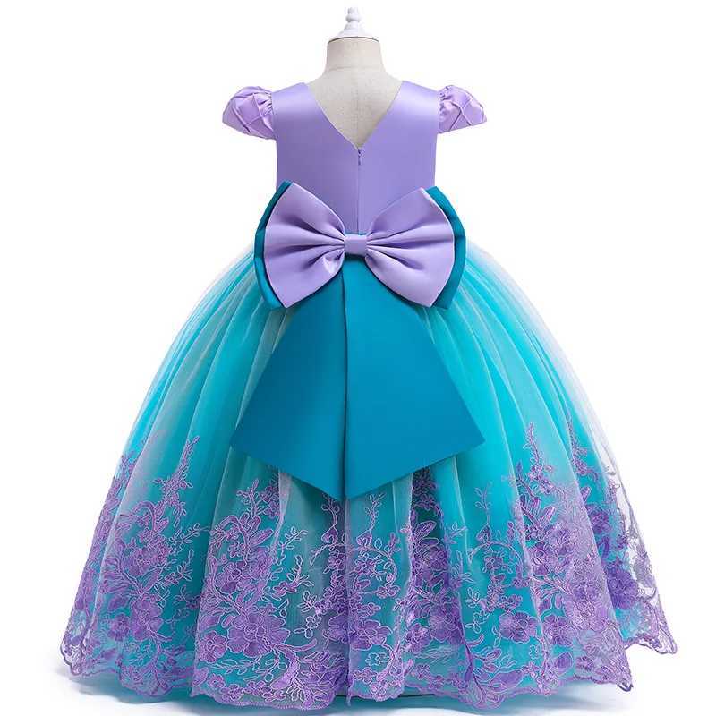 Disney Fantasy Little Mermaid Dress for Girls Carnival Halloween Role Play Childrens Lace Tail Princess Ariel Party Performance CostumeXJ250411