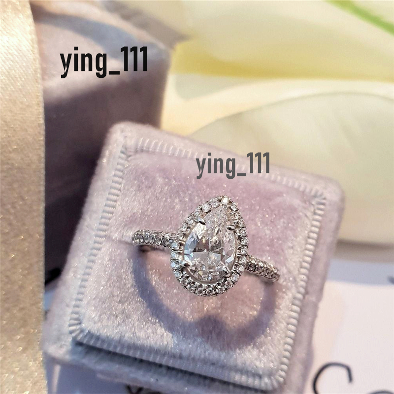 Jewelry 14K Real Gold Pear Cut 2.0ct Lab Grown Diamond E VVS1 IGI Certificate Engagement Ring Solid Gold Halo Pear Shape Wedding Ring For Women