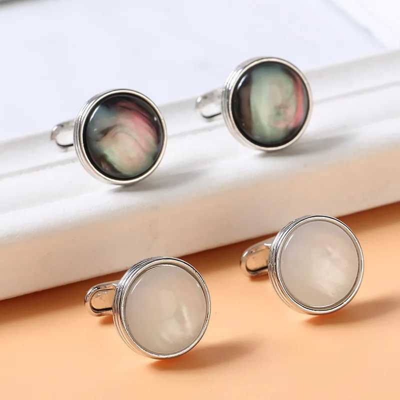 Mens Round Crystal Cufflinks Couple Wedding Party Business Set Cufflinks Luxury Shirt Sleeve Jewelry Fathers Day GiftT250412