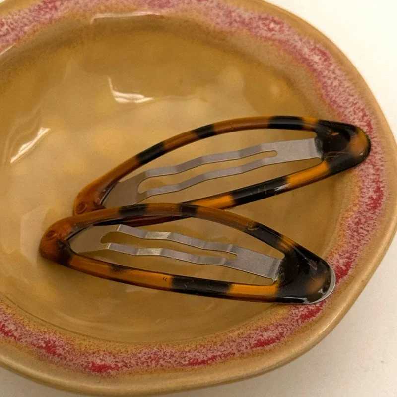 Retro accessories leopard print glue oval hair clip cute Korean charm BB hair clip Y2K womens jewelry Y2K hair clip Y2504012