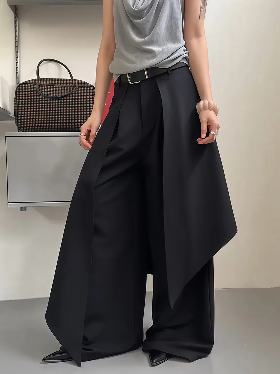 RORORIRI Women Pants Work Trousers Black Wide Leg Suit Long Casual Office Trouser High Waist Irregular Pantalones Mujer Z260314
