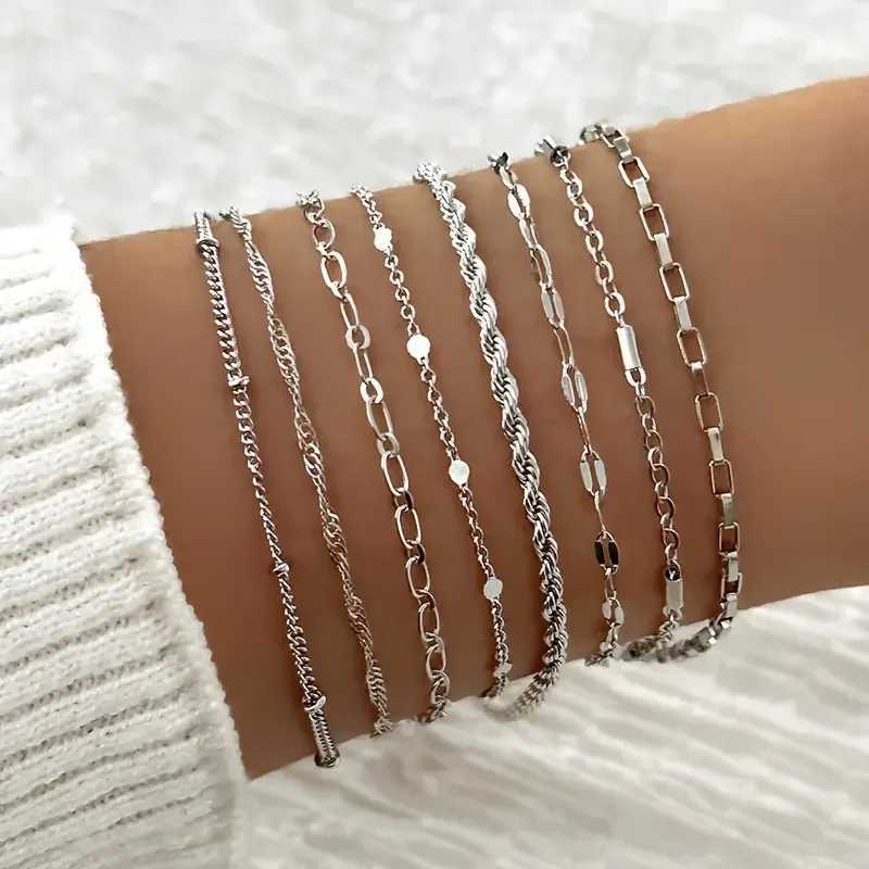 11Pcs/Set Boho Twist Chain Bracelets Set for Women Vintage Punk Gold Color Adjustable Cuban Link Bracelet Fashion Jewelry GiftsC250411