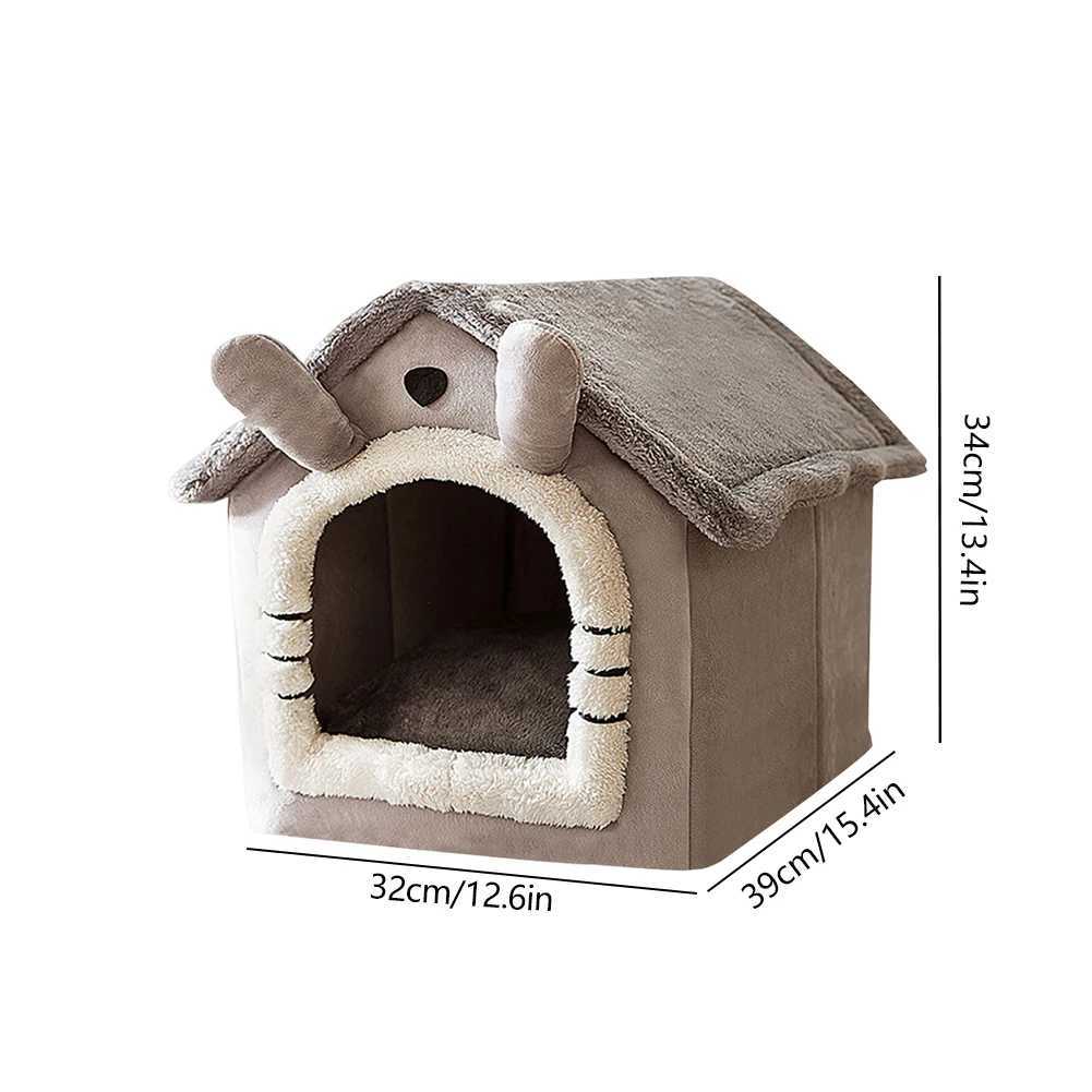Indoor Warm Dog House Soft Pet Bed Tent House Dog House Cat Bed Cotton Fluffy Sleep Nest Foldable Family Dog Pet Products X250412