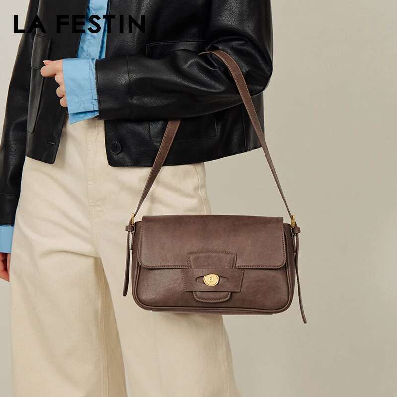 LA FESTIN Original Brand Women Casual Shoulder Crossbody Square Leather Classic Retro Female High Quality Bag