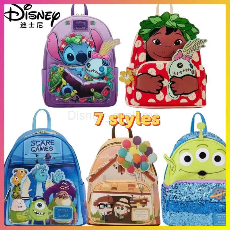 Disney New Loungefly Cute Disney Cartoon Backpack Pixar Up Work Partner Womens Double Strap Shoulder Bag School Backpack Gift X250412