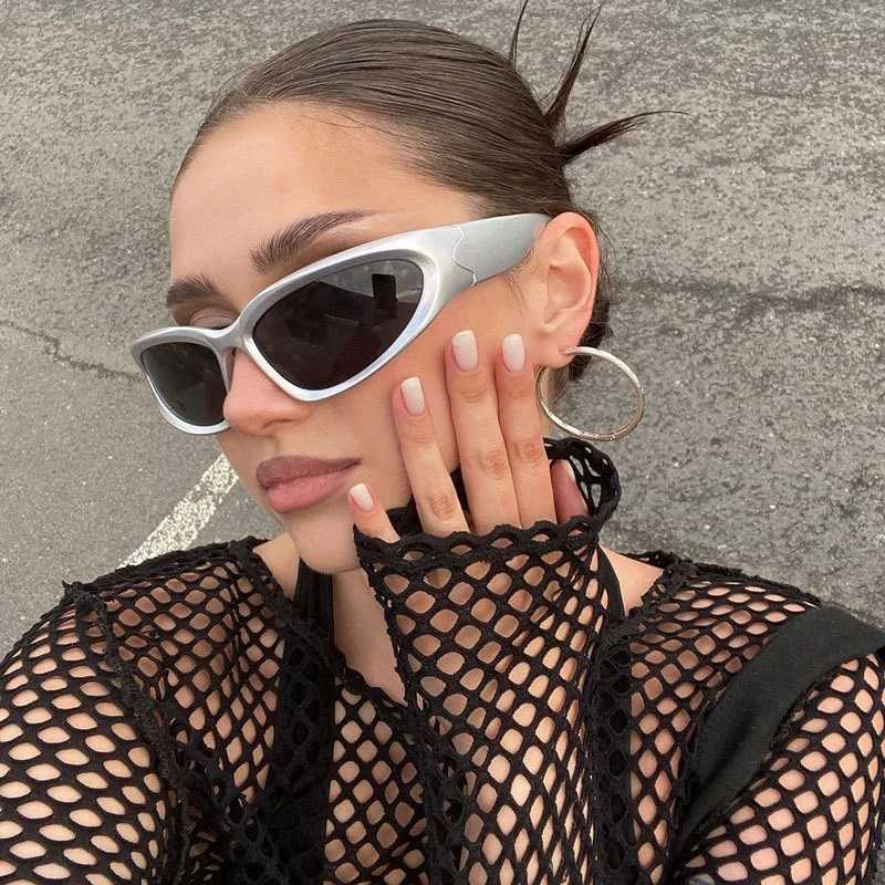 New Y2K Sports Punk Sunglasses Women Brand Designer Square Goggle Men Luxury Sun Glasses UV400 Colorful Mirror Fashion EyewearC250411