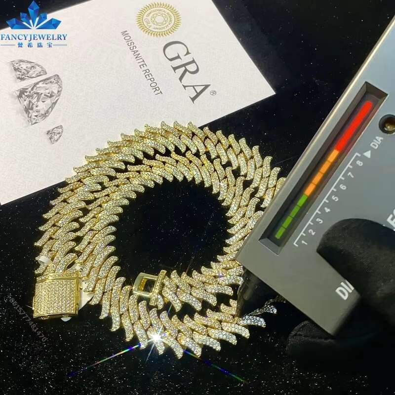6mm-20mm Bling Iced Out Moissanite Cuban Link Chain Box Clasp Necklace Mens Hip Hop Chain Women Jewelry