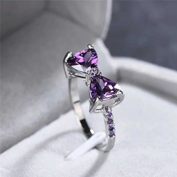 2022 New Zircon Womens Wedding Ring S925 Silver Charm Luxury Crystal Bow Ring Engagement Fashion Jewelry Party GiftXJ250412