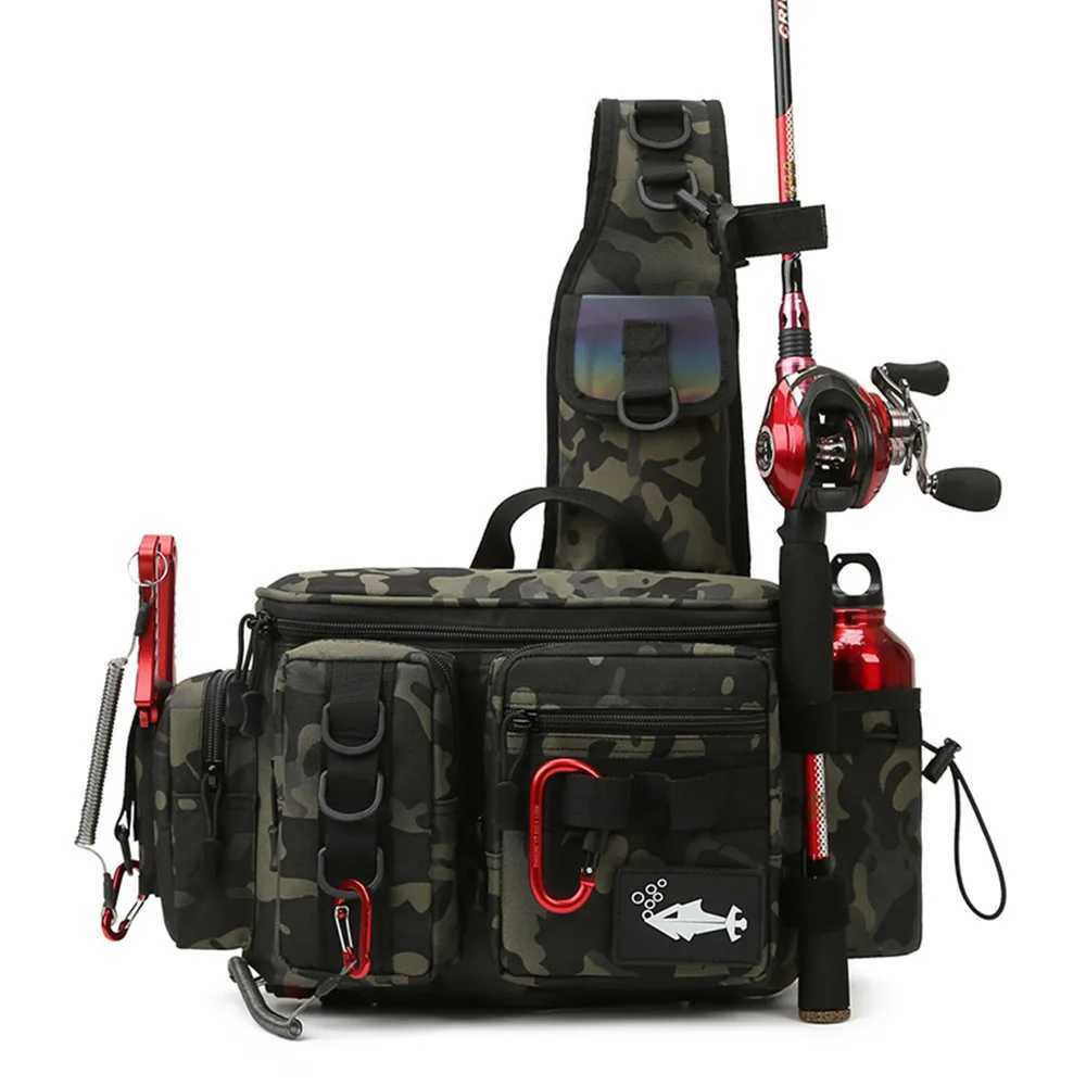 Fishing Bag Shoulder Multifunctional Fishing Waist Pack Lever 600D Nylon Multi Pocket Waterproof Outdoor Sports Riding Lure Bag Z250411