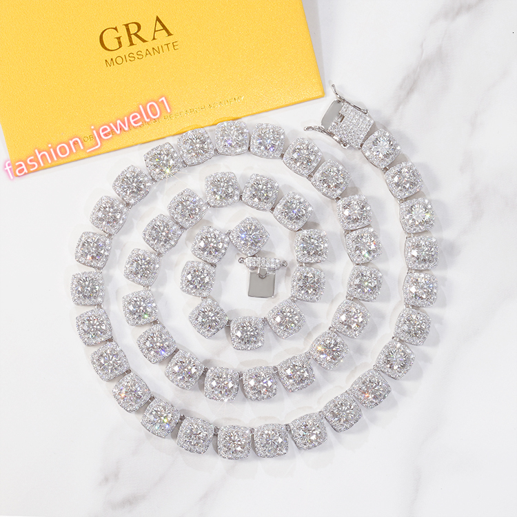 Customized Jewelry S925 Silver 8mm/12mm Cuban Chain Vvs Moissanite Gold Plated Cuban Link Chain Large Tennis Chain Necklace