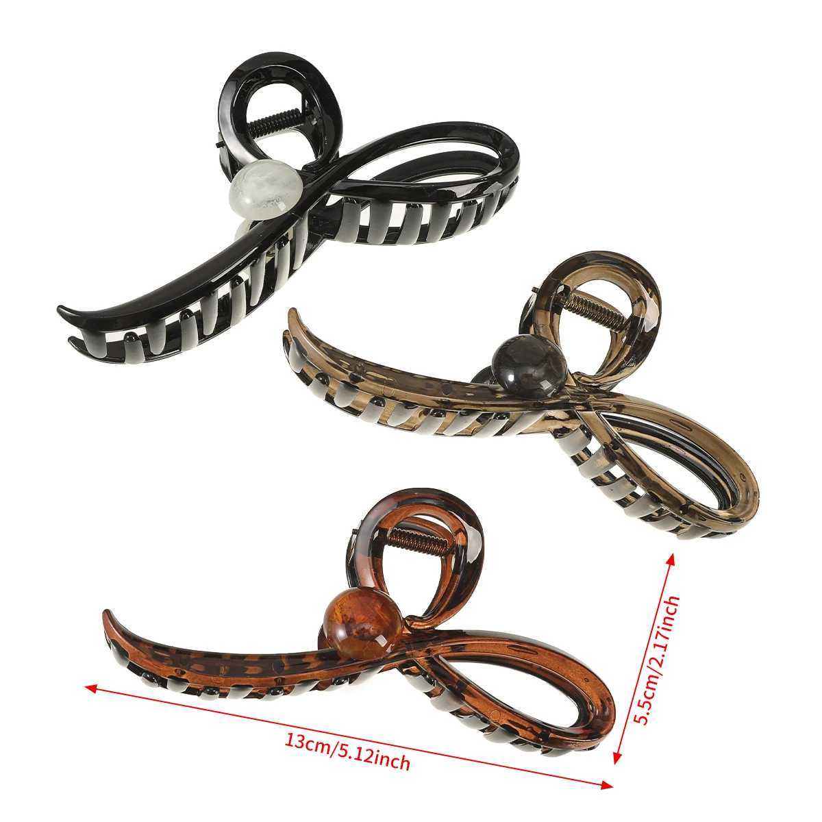Retro round bead claw clip suitable for women big hair shark clip rear hair clip rear hair clip Y2504012