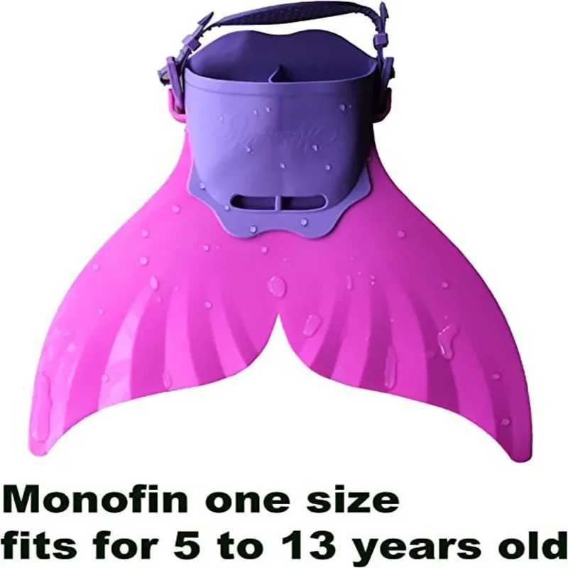 Childrens swimming fins childrens mermaid flip diving feet single fin whale tail silicone flip swimming equipment accessoriesY250412