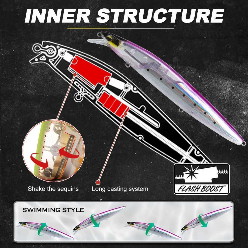 D1 Floating Minnow Fishing Lure 120mm20g/145mm27g Flash Flake Wobbler Silent Assassin Hard Bait Z250411