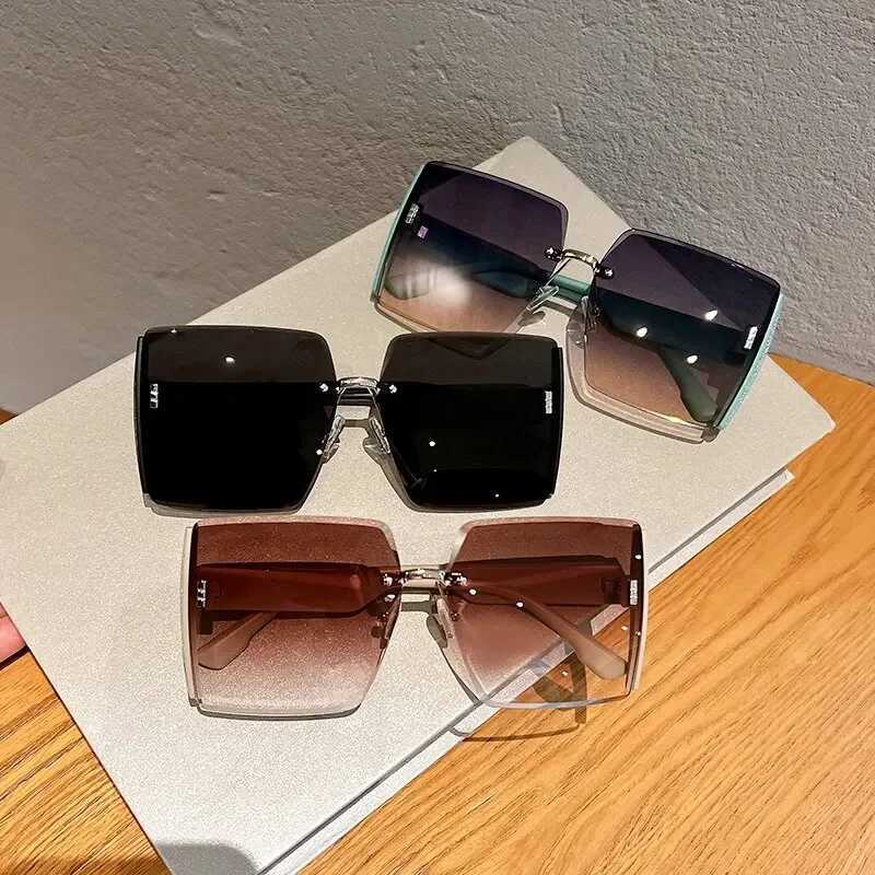 New Square Frameless Retro Sunglasses for Women Fashion Vintage Glasses Men Luxury Trend Brand Designer Shades UV400 Eyewear Z250411