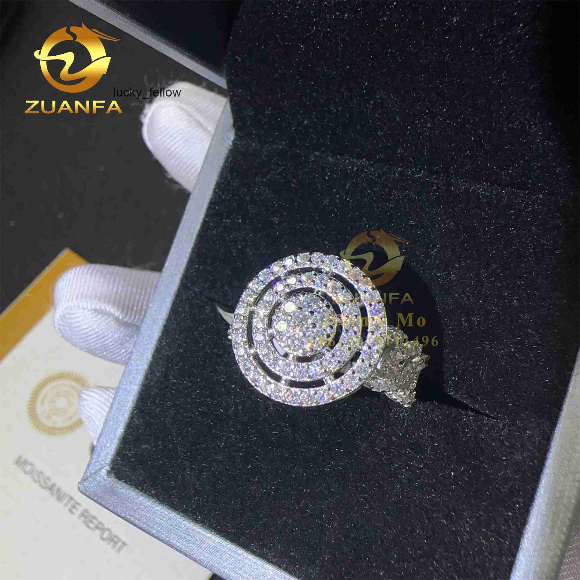 Factory Price Drop Shipping Pass Diamond Tster GRA Certificate 925 Sterling Silver Moissanite Diamond Hip Hop Iced Out Ring