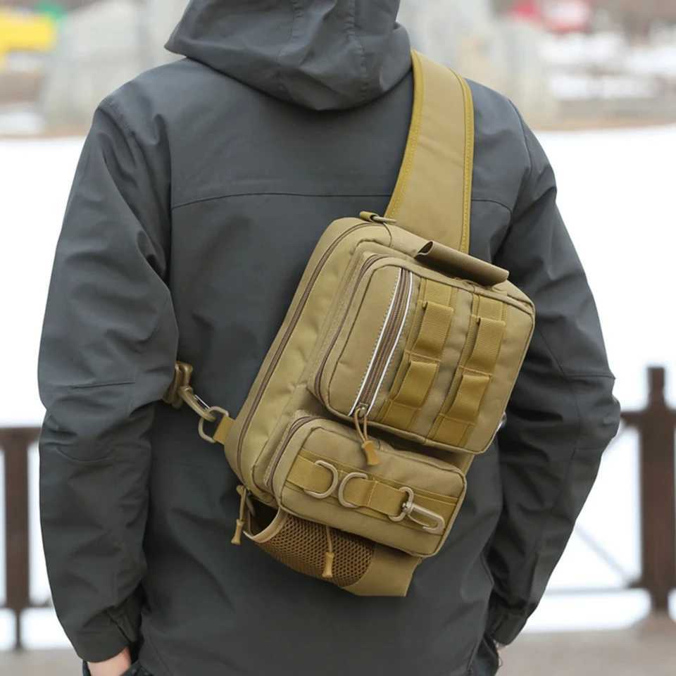 Fishing Tackle Backpack Lure Box Single Shoulder Crossbody Tactical Bags Waist Pack Multi Pockets Men Fly Fishing Backpack Z250411