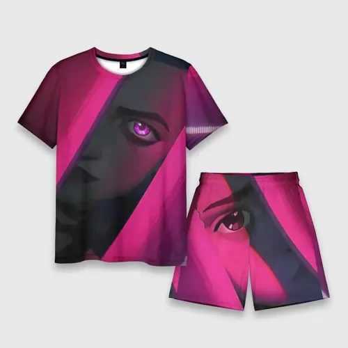 Mens T-shirt and shorts set anime Arcane Jinx 3D printed Tracksuit set plus size sportswear Street TShire two-piece setXJ250412