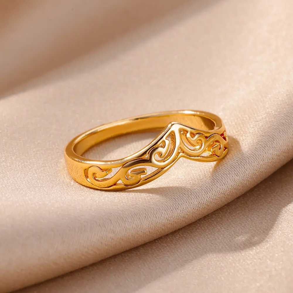 Stainless steel ring mens gold plant totem ring mens wedding party finger jewelry gift 2024 trendXJ250412