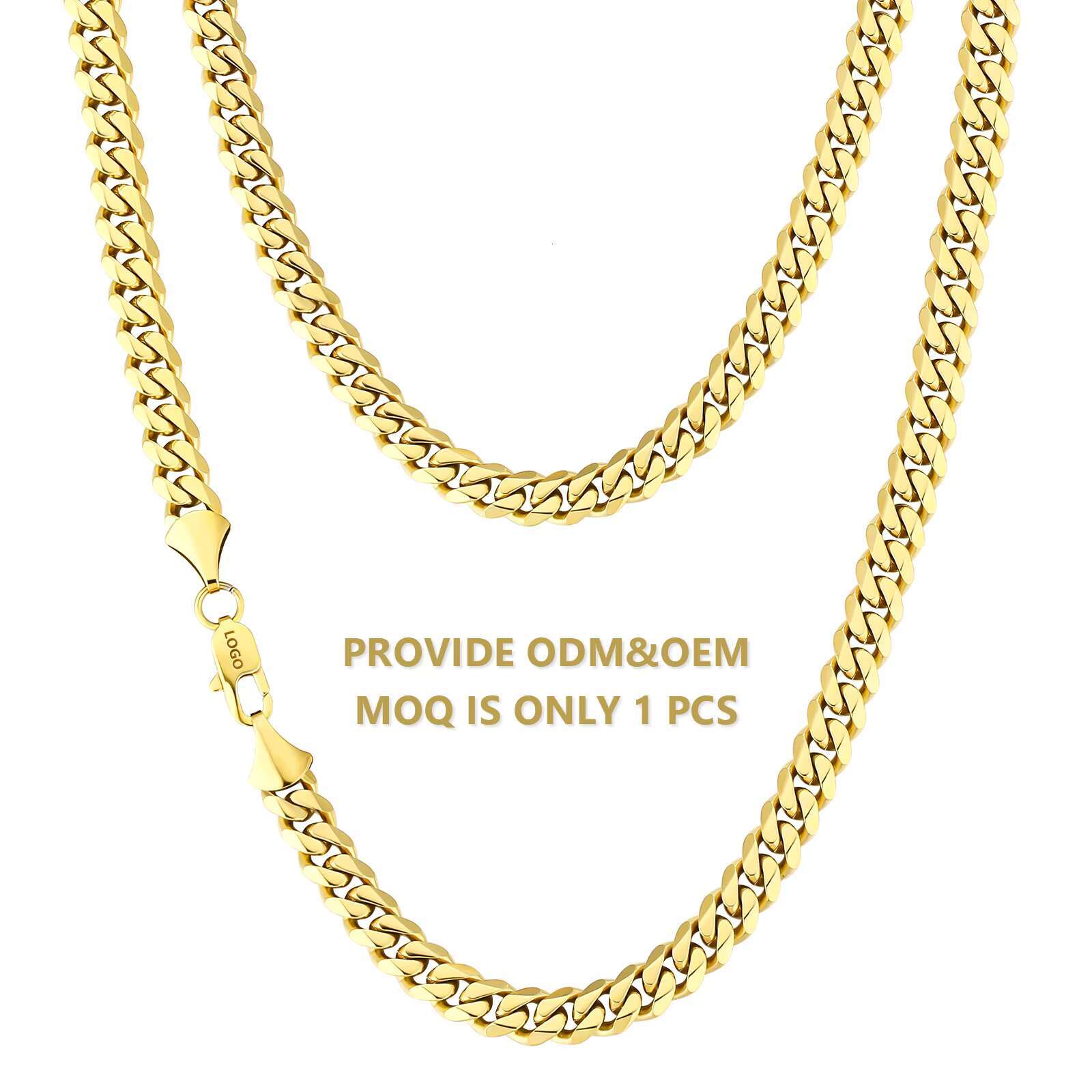 Real 14k gold filled chain jewelry stainless steel 3/5/6/8mm solid cut Miami Cuban k edge men's and women's necklace