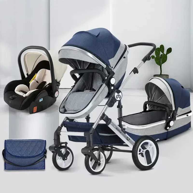 3-in-1 baby stroller with high landscape can sit down or lie down one click folding two-way pushing shock-absorbing four-wheel drive W250411