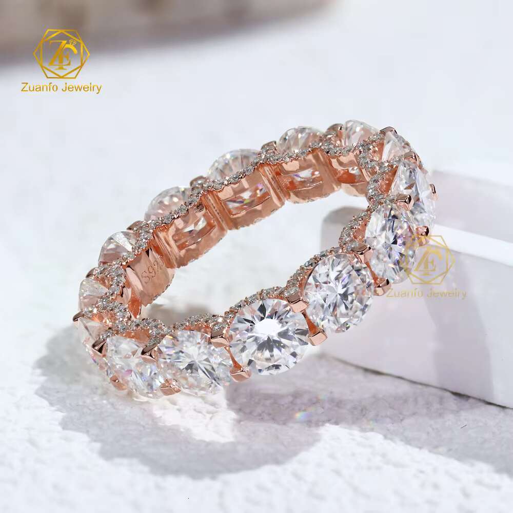 Elegant 5mm Full Row Moissanite Eternity Band Rings Luxurious Jewelry Accessory 925 Sterling Silver Moissanite Finger Ring