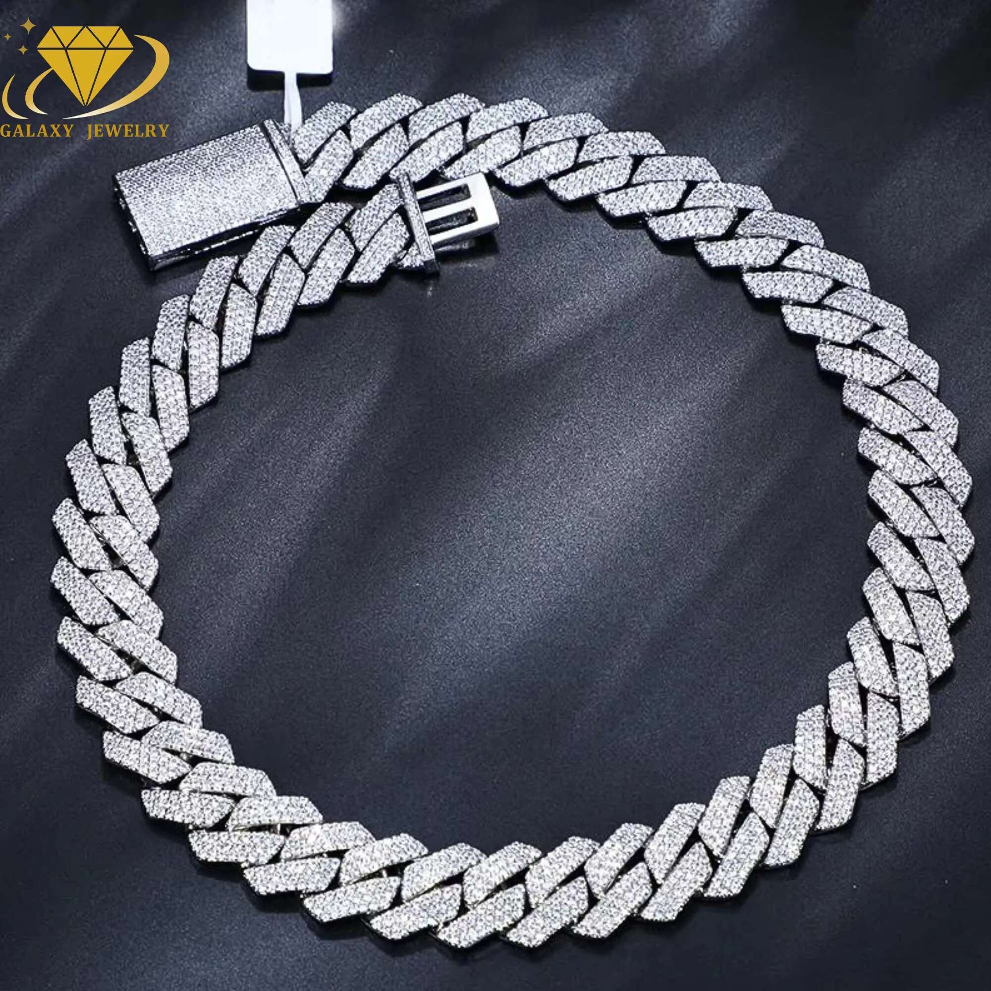 Fine Jewelry 925 Silver Cuban Link Chain Moissanite Iced Out Chain Necklace Miami Cuban Link Hip Hop Cuban Link Chain for Men