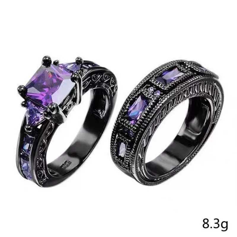 Free sale luxurious and popular retro black and purple zircon rings accessories gifts.XJ250412