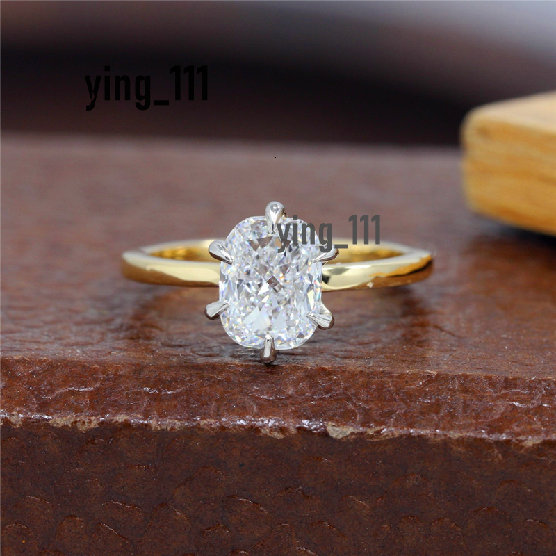 Jewelry 1.0 Carat Elongated Cushion Lab Diamond Solitaire Ring For Women Two Tones Real Gold E VS1 IGI Certificate CVD Diamond Engagement Ring