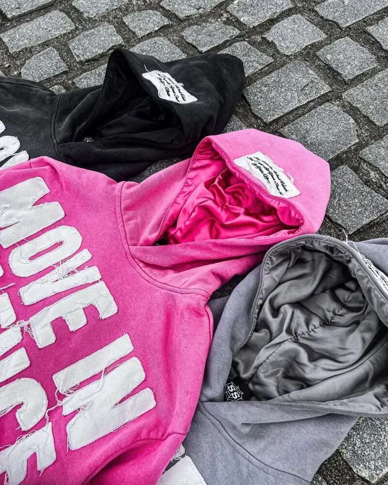Letter Embroidery Fashionable Casual Loose Oversized Hoodie Men Y2k Gothic Punk Personality Hip-hop Rock Zipper Sweatshirt Women
