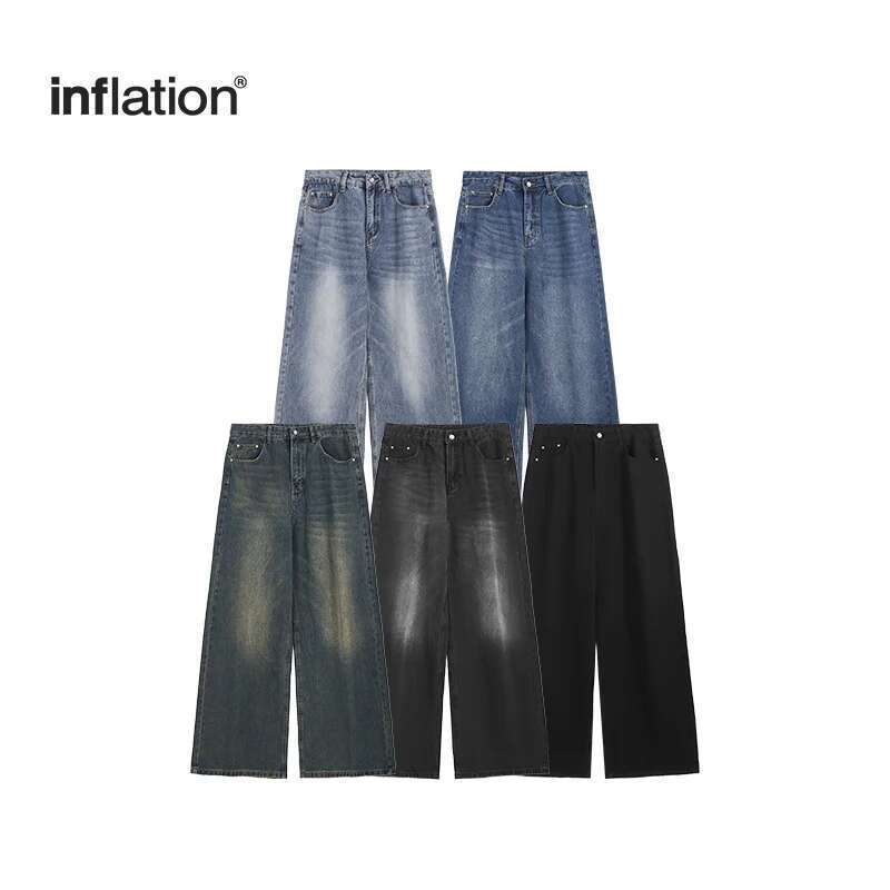 Classic Or-Length Pants American High Street Washed Denim Jeans