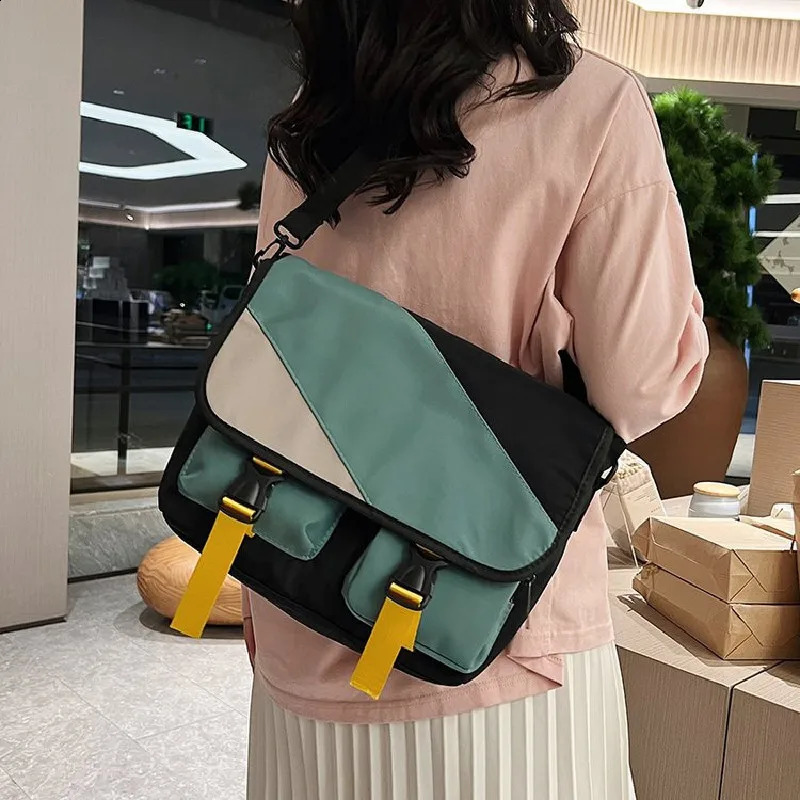 Waterproof nylon messenger bag womens canvas handbag shoulder cross body bag large capacity casual student backpack 250411