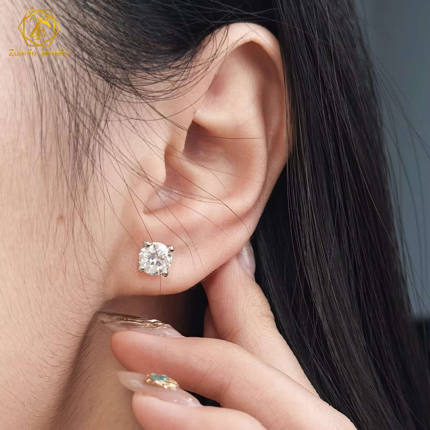 Simple Design All Handmade 925 Sterling Silver Earrings GRA Certified 6.5mm 1carat Diamonds Wholesale Moissanite Earrings