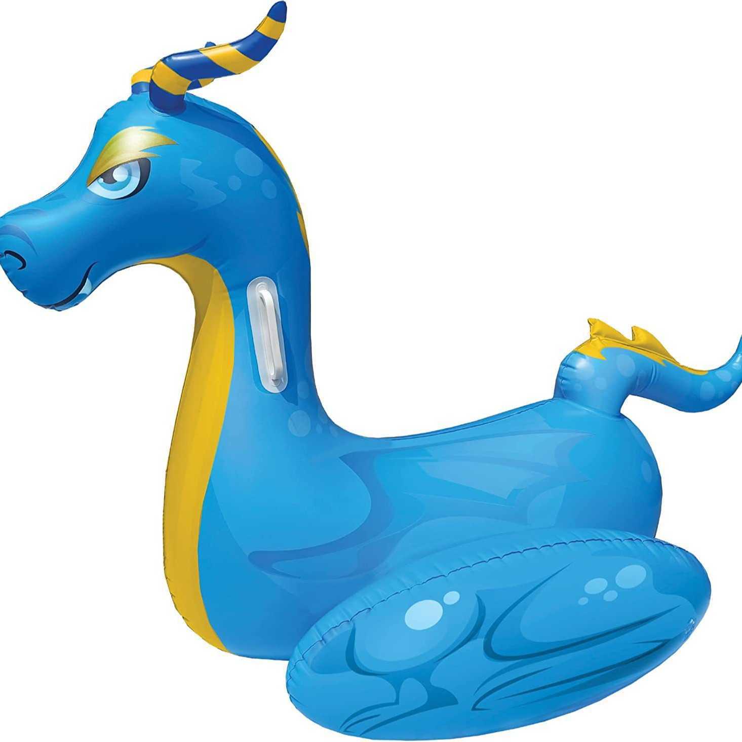 PVC material inflatable floating raft new inflatable blue floating raft dragon mount adult and childrens water lounge chair J250412