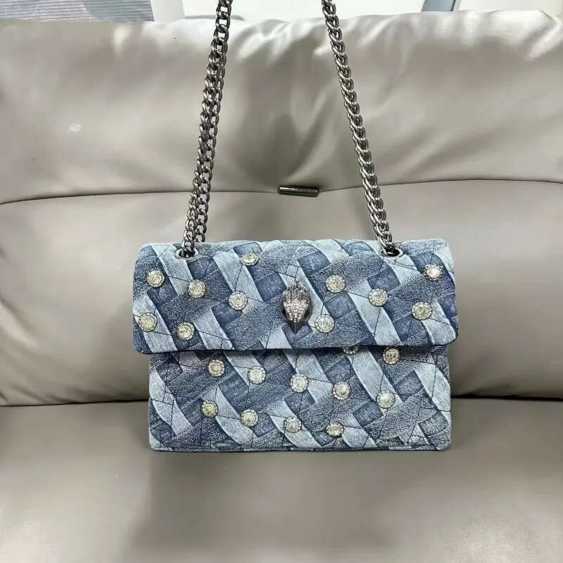2025 New dia check wash denim fashion all-in-one Single shoulder crossbody chain classic retro Hawk head bag