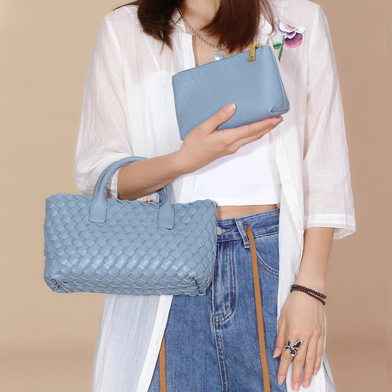 Hand woven bag Women's fashion PU leather letter bag Designer crossbody shoulder handbag