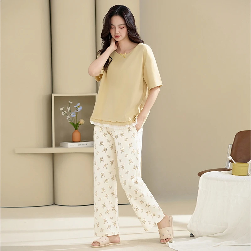 Pajamas for Women 100% Cotton Sleepwear Summer Spring Shorts Pyjamas Fashion Home Clothing HQ Anti-bacterial Pijamas Women 250411