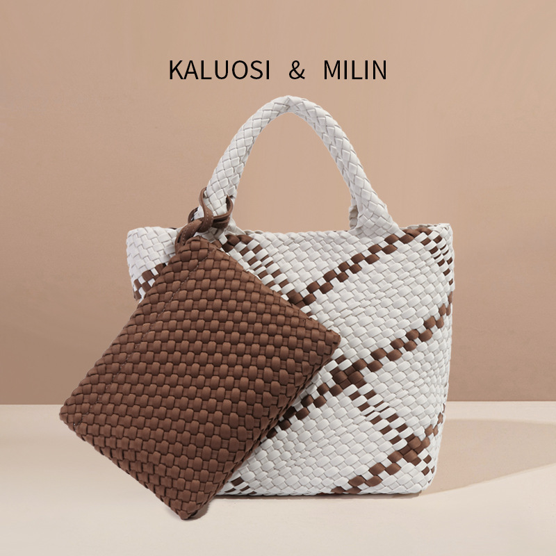 Basket Woven Bag Women's Retro Fashion Large Capacity Handbag Designer PU Leather One-shoulder Tote Bag