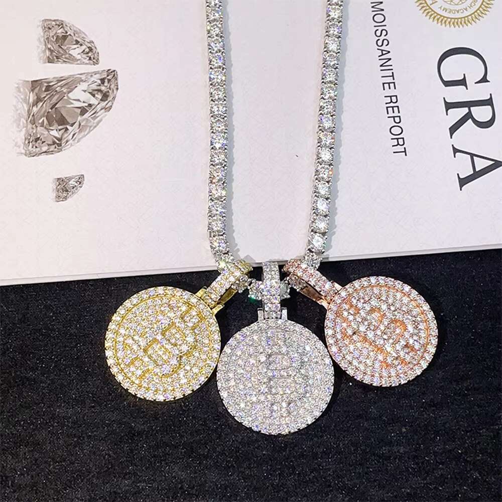 Bitcoinn Moissanite S925 Pendants Necklace Iced Out Necklaces for Men Pass Diamonds Tester Moissanite Pendant Necklace With GRA
