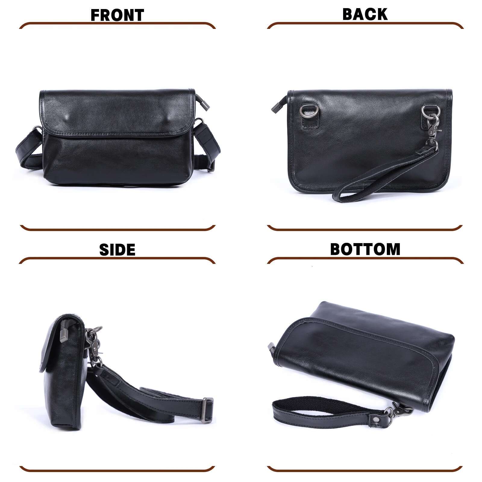 S.Worker Genuine Men's Shoulder Bag, Crossbody Bags Simple Cowhide Bag,Vegetable-Tanned Top Layer Leather Fashion Casual