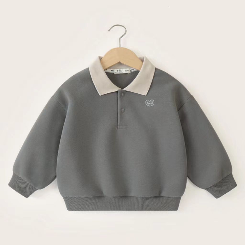 Ddmyshoesvip Boys POLO Collar Hoodie Spring And Autumn New Clothing Children S Baby Tops Girls Long Sleeved Base Shirts