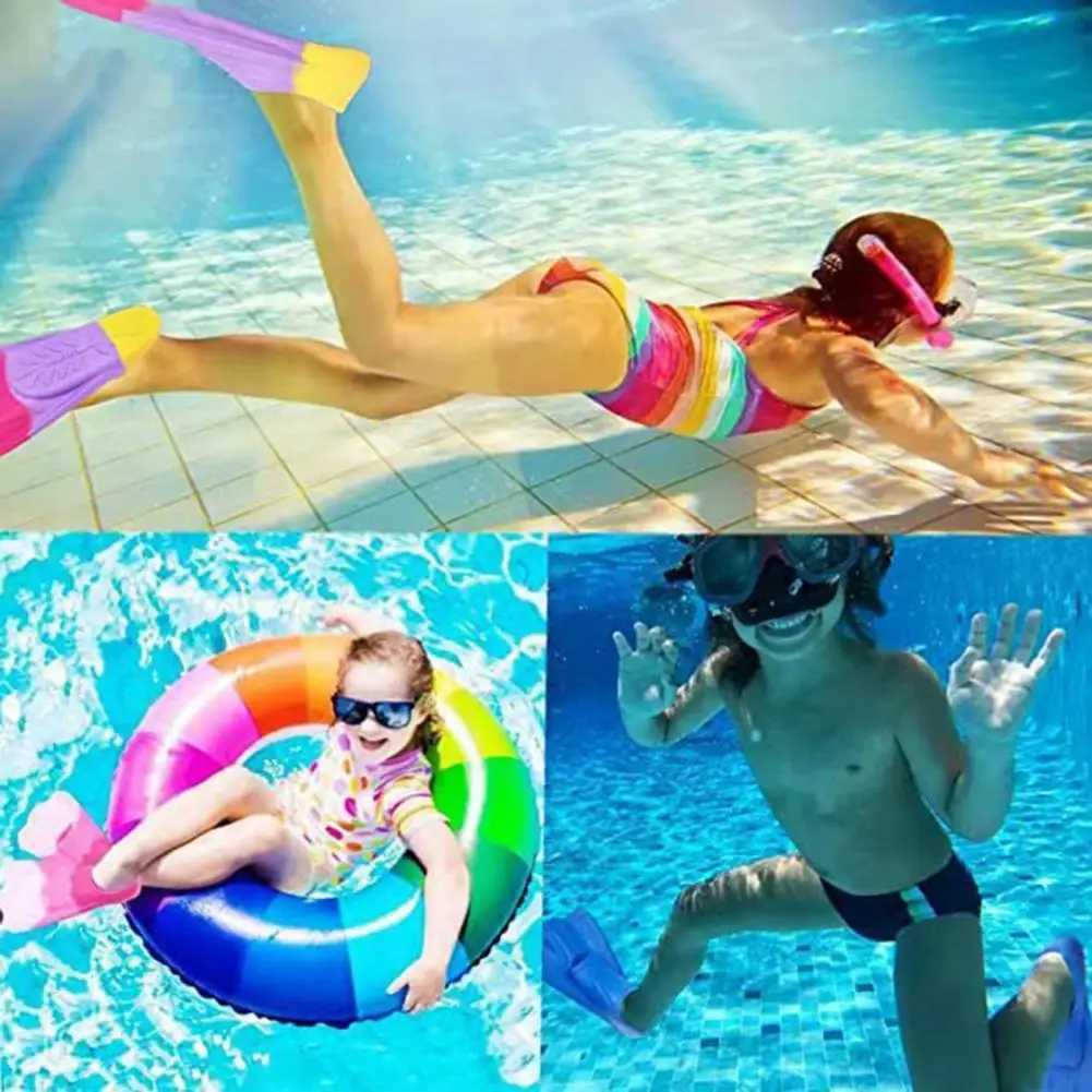 1 pair of comfortable and non slip swimming fins professional auxiliary training silicone short swimming training flip cover water sportsY250412