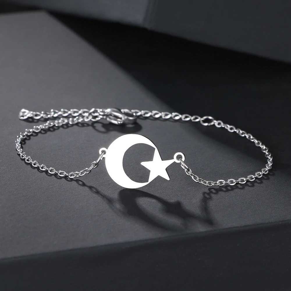 Stainless Steel Bracelets Classic Moon Stars Kpop Fashion Chain Charm Bracelet For Women Jewelry Wedding Party Friends GiftsC250411